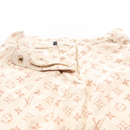 LOUIS VUITTON Monogram Silk Shorts Beige Pants Size 34