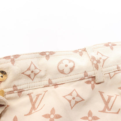 LOUIS VUITTON Monogram Silk Shorts Beige Pants Size 34