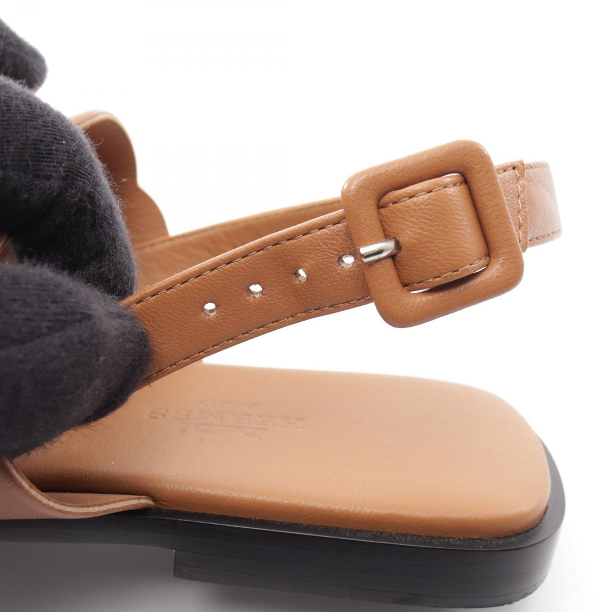 HERMES Grace Leather Sandals Brown Size 37