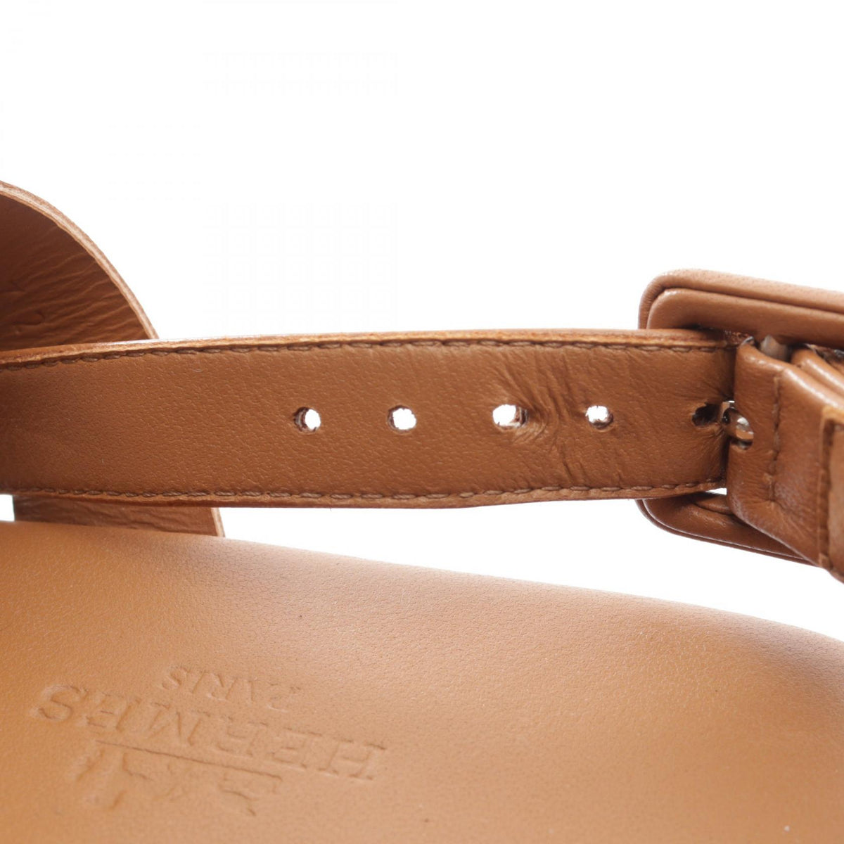 HERMES Grace Leather Sandals Brown Size 37