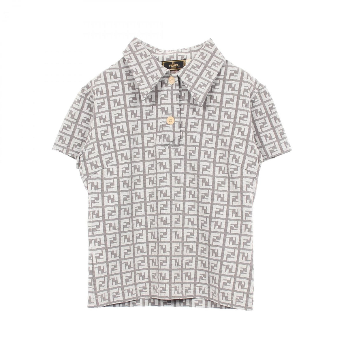 FENDI Zucca Pattern Nylon Polo Shirt Size 40