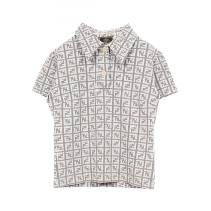FENDI Zucca Pattern Nylon Polo Shirt Size 40