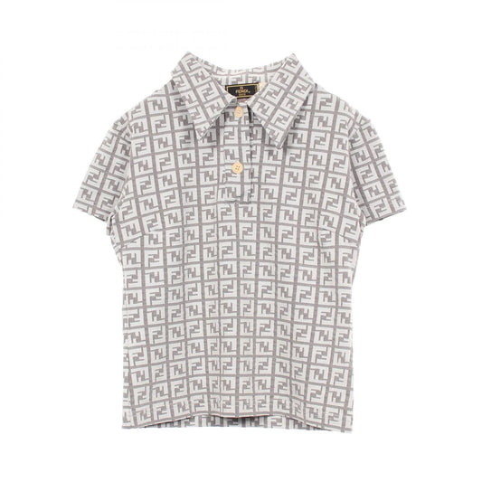 FENDI Zucca Pattern Nylon Polo Shirt Size 40