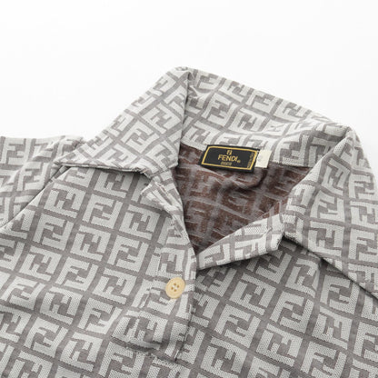 FENDI Zucca Pattern Nylon Polo Shirt Size 40