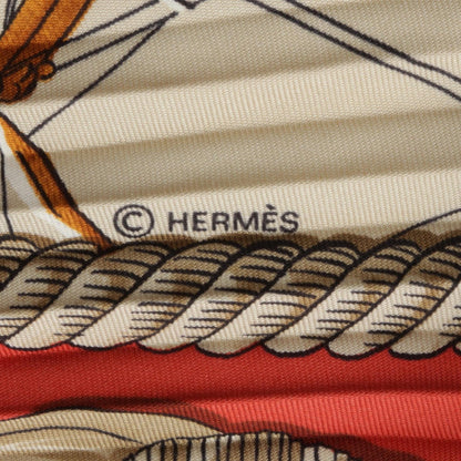 HERMES Carre Plisse Marine et Silk Scarf