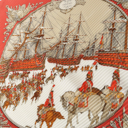 HERMES Carre Plisse Marine et Silk Scarf
