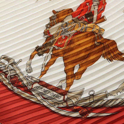 HERMES Carre Plisse Marine et Silk Scarf