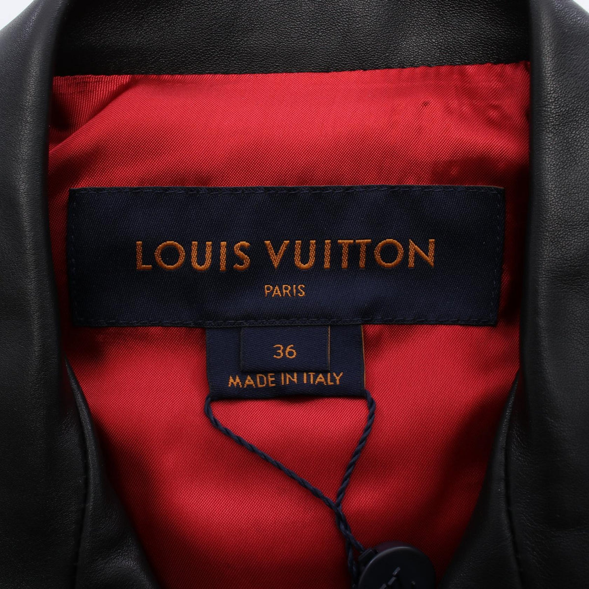 LOUIS VUITTON Double Leather Vest Black Size 36