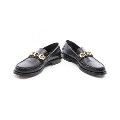 GUCCI Metal Logo Leather Loafers Size 38