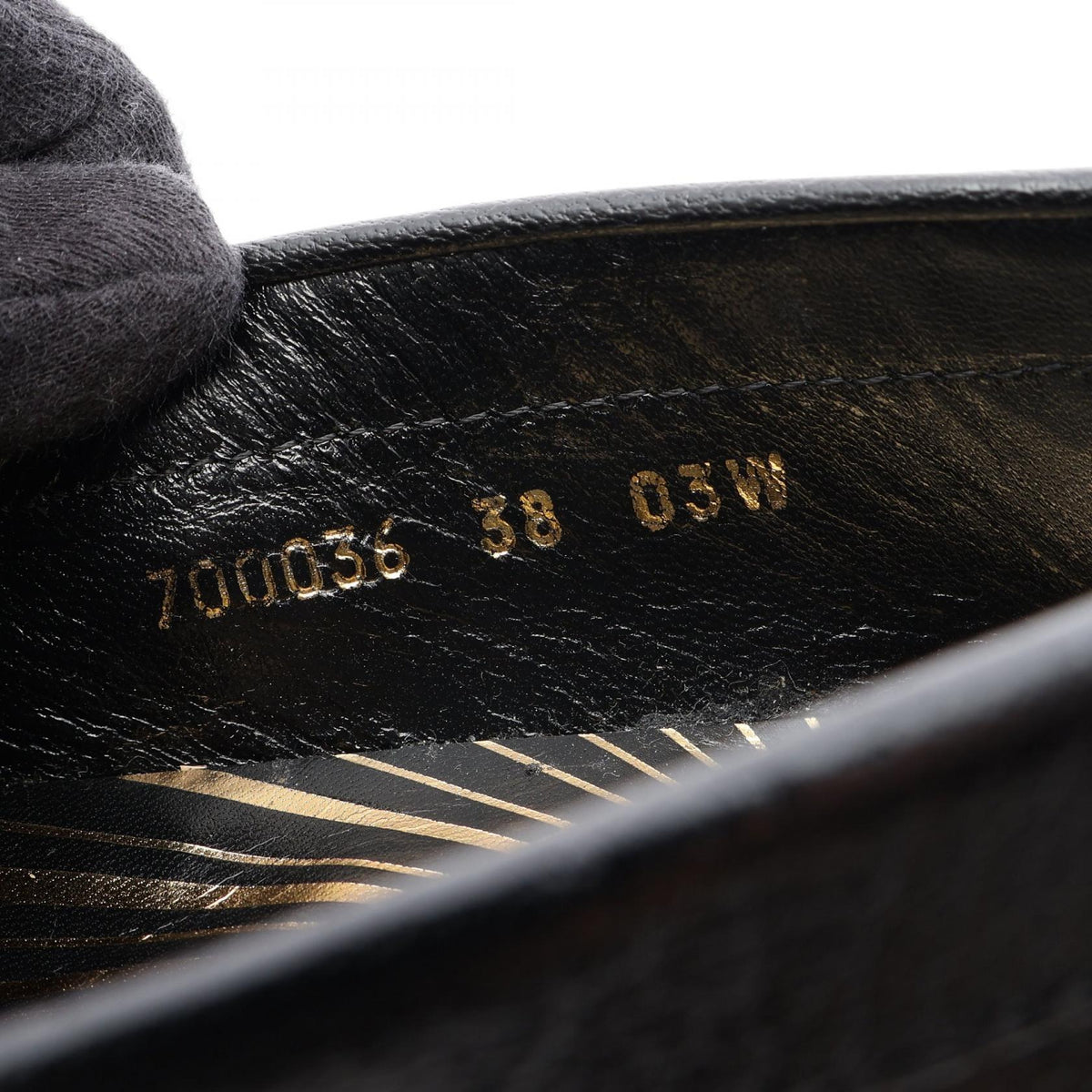 GUCCI Metal Logo Leather Loafers Size 38