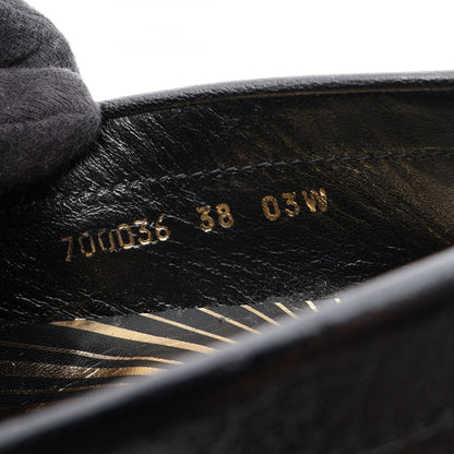 GUCCI Metal Logo Leather Loafers Size 38