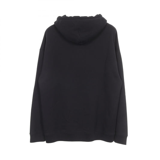 LOEWE Anagram Leather Pocket Hoodie Black Cotton Size M