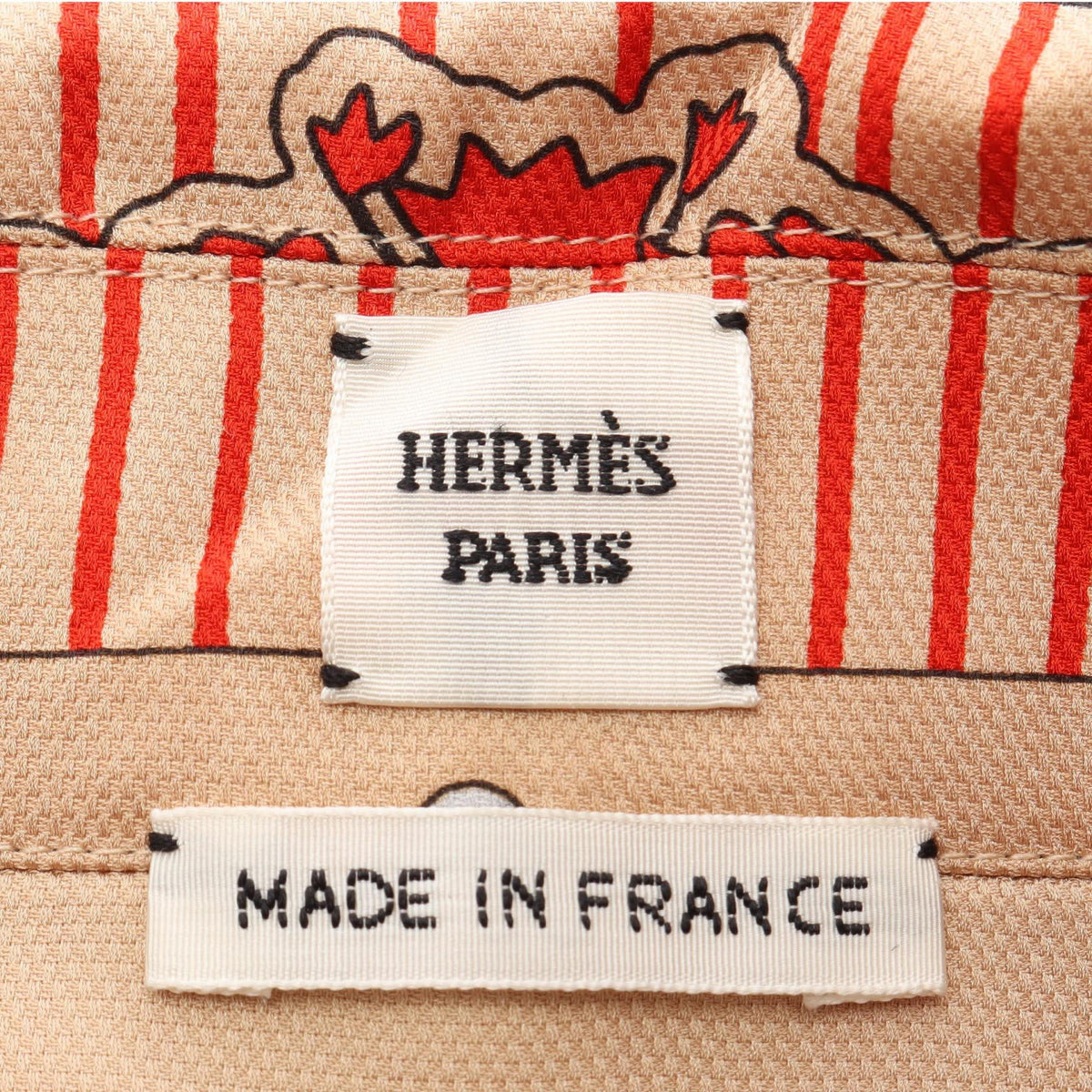 HERMES Aux Champs en Fleurs RayeH Drawstring Ring Size 38