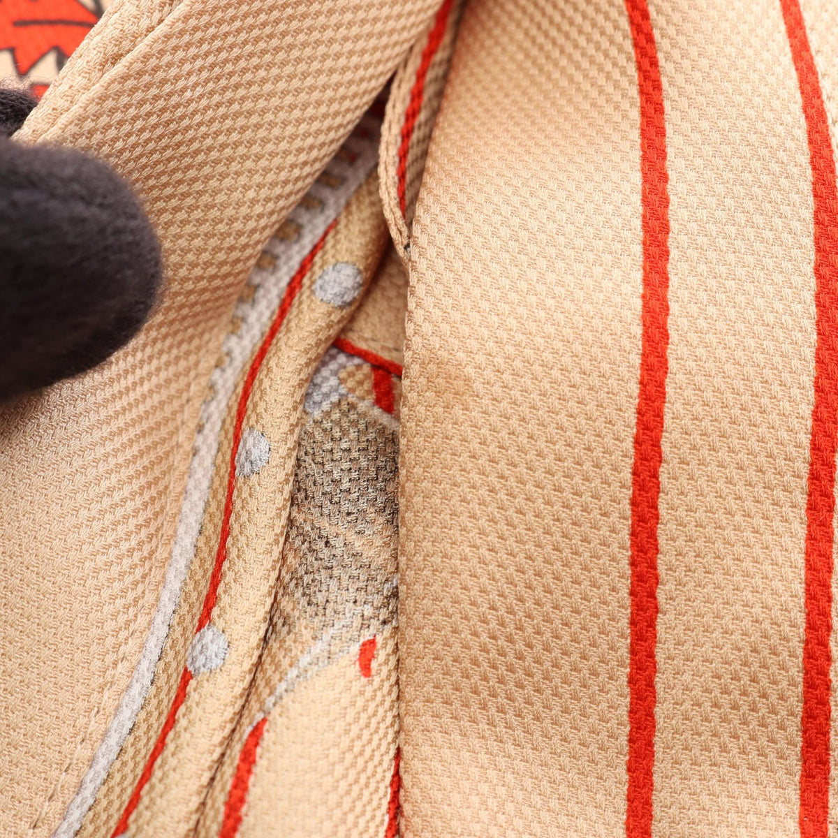 HERMES Aux Champs en Fleurs RayeH Drawstring Ring Size 38