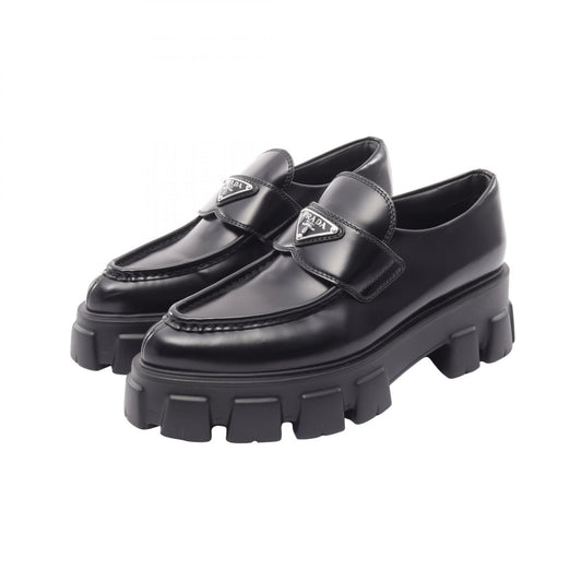 PRADA Black Monolith Triangle Leather Loafers Size 38.5