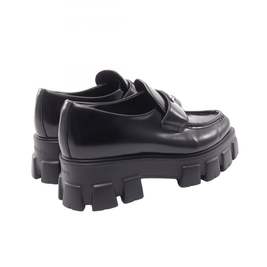 PRADA Black Monolith Triangle Leather Loafers Size 38.5