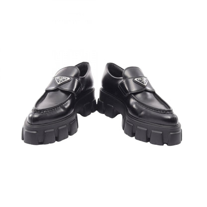 PRADA Black Monolith Triangle Leather Loafers Size 38.5