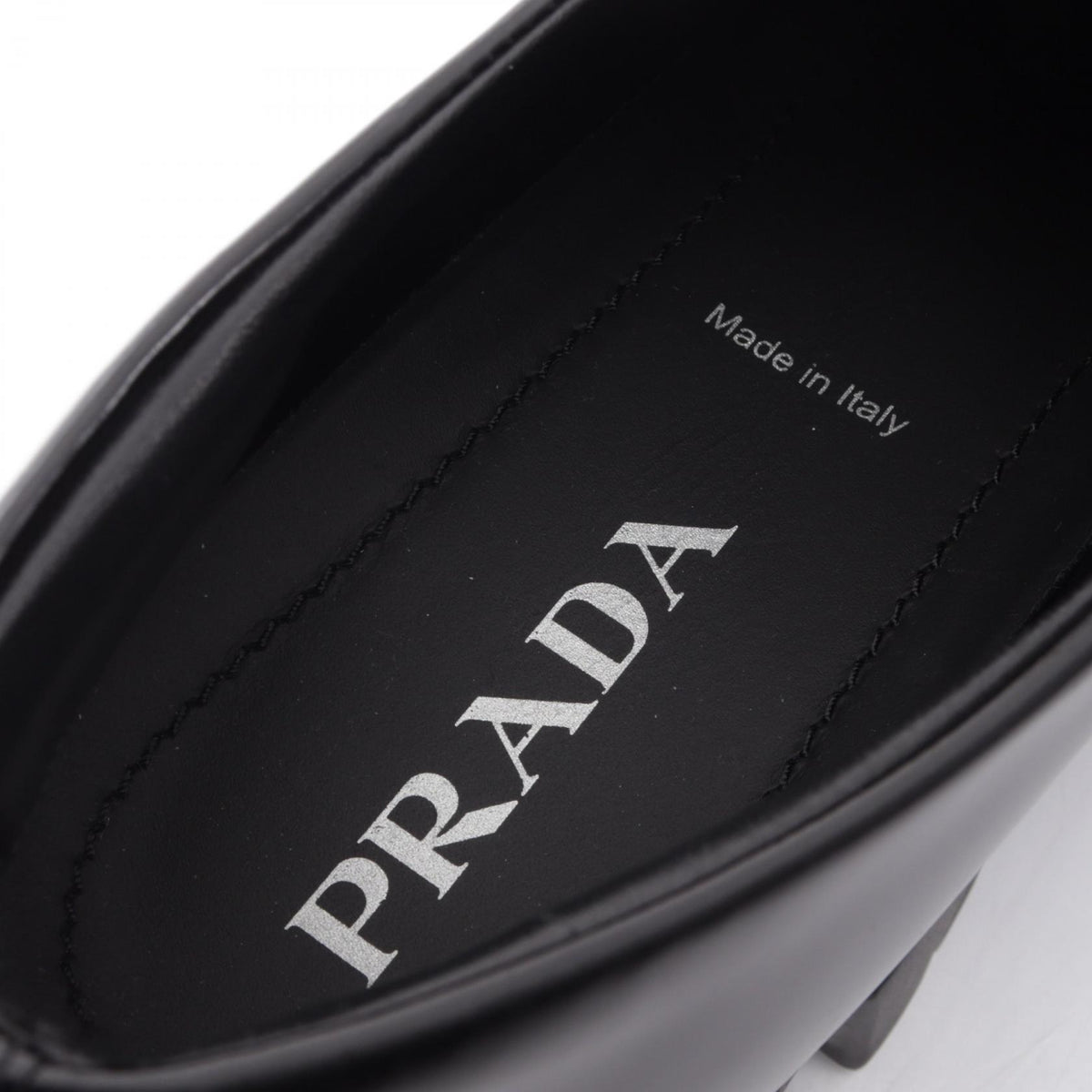 PRADA Black Monolith Triangle Leather Loafers Size 38.5