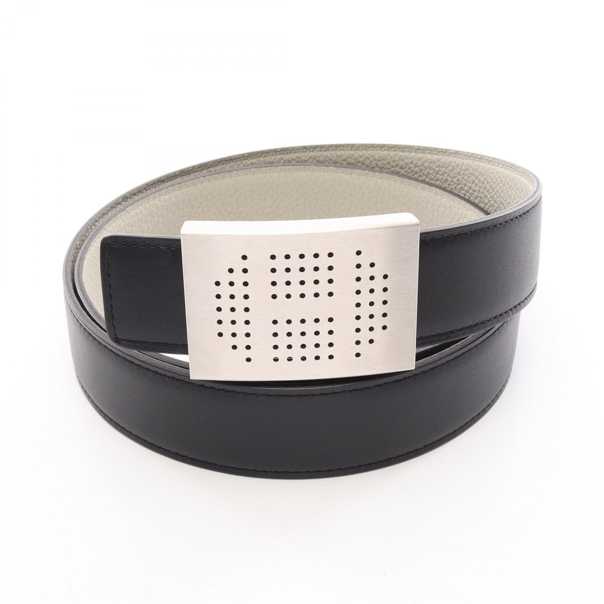 HERMES Black Reversible Leather Belt Size 90