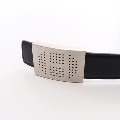 HERMES Black Reversible Leather Belt Size 90
