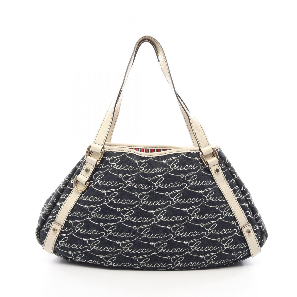 GUCCI Abbey Canvas Leather Bag Navy