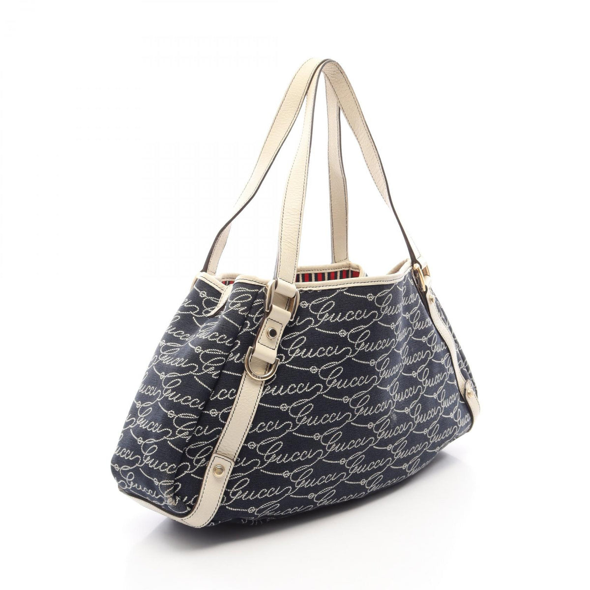 GUCCI Abbey Canvas Leather Bag Navy