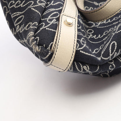 GUCCI Abbey Canvas Leather Bag Navy