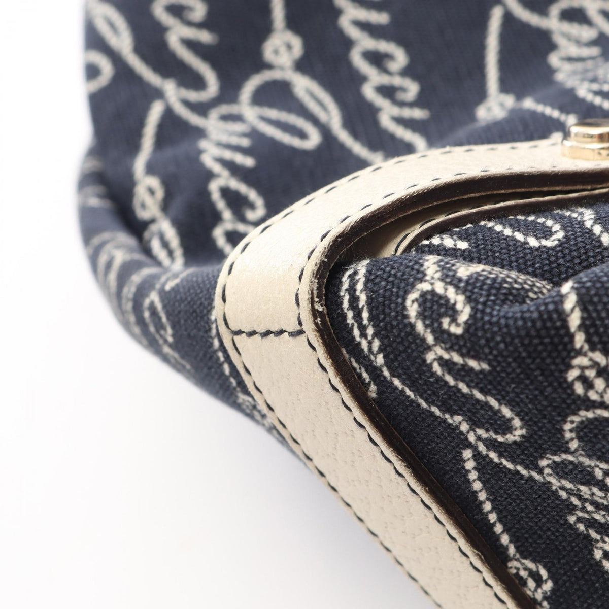 GUCCI Abbey Canvas Leather Bag Navy