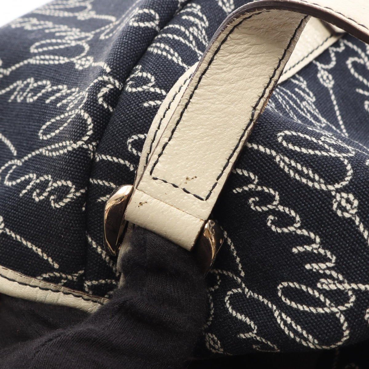 GUCCI Abbey Canvas Leather Bag Navy