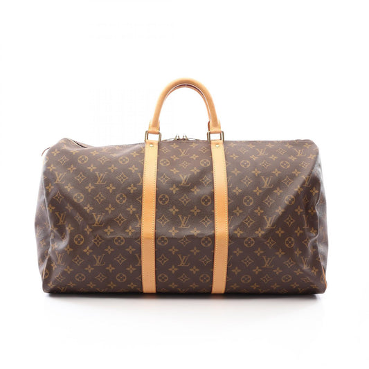 LOUIS VUITTON Monogram Keepall 55 Duffle Bag Brown