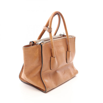 PRADA 2-Way Leather Handbag Beige