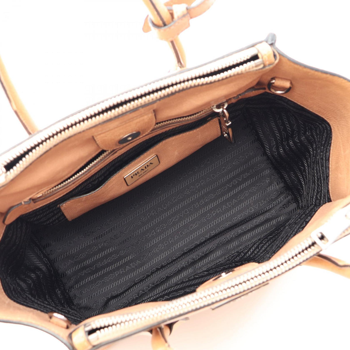 PRADA 2-Way Leather Handbag Beige