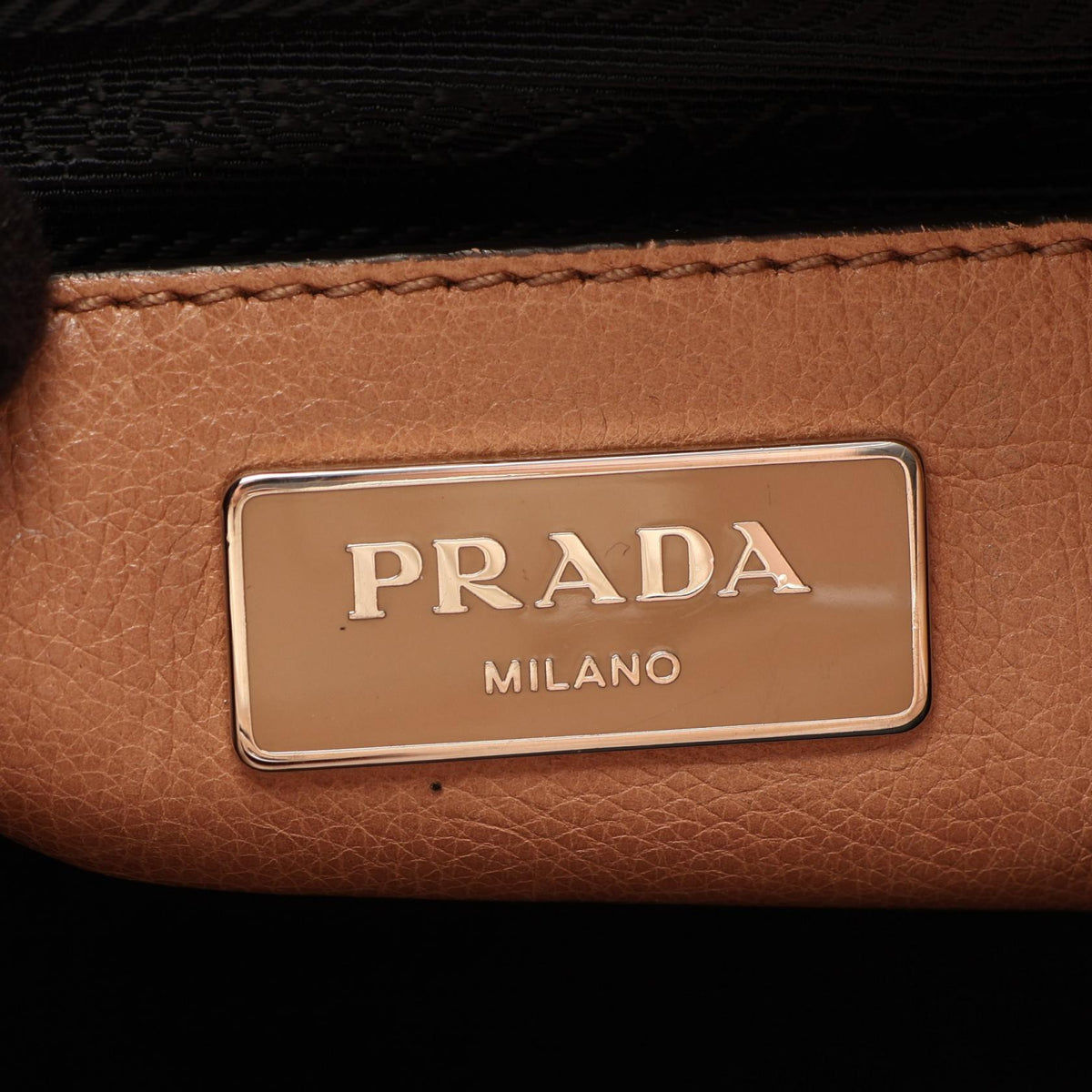 PRADA 2-Way Leather Handbag Beige
