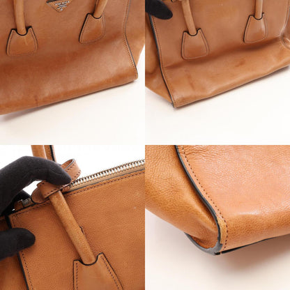 PRADA 2-Way Leather Handbag Beige