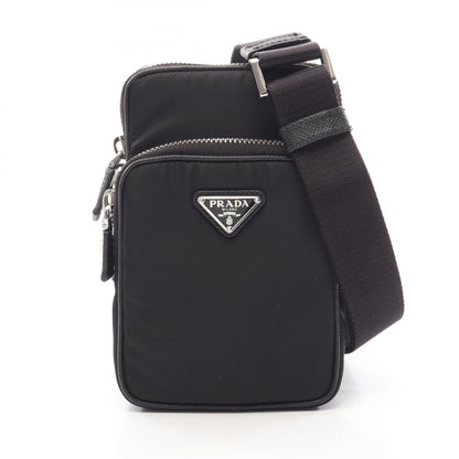 PRADA Triangle Plate Nylon Phone Case Bag Black