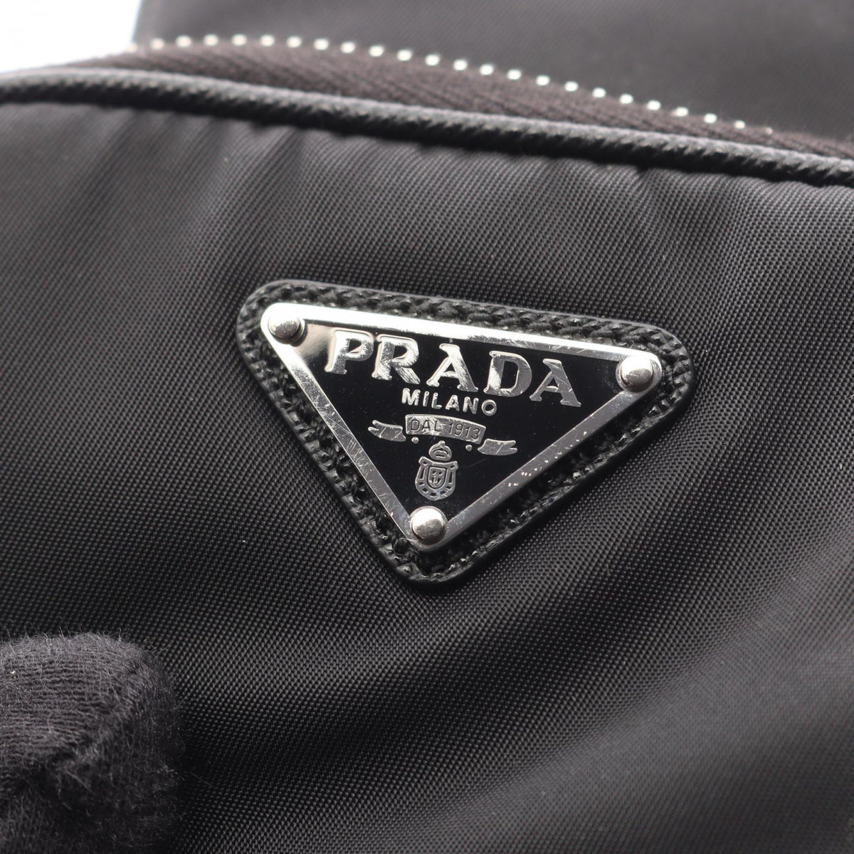 PRADA Triangle Plate Nylon Phone Case Bag Black