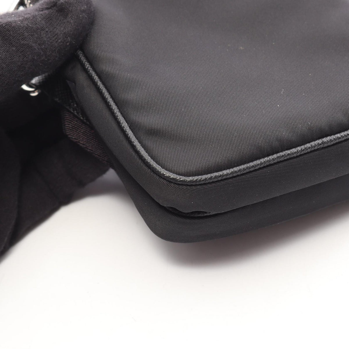 PRADA Triangle Plate Nylon Phone Case Bag Black