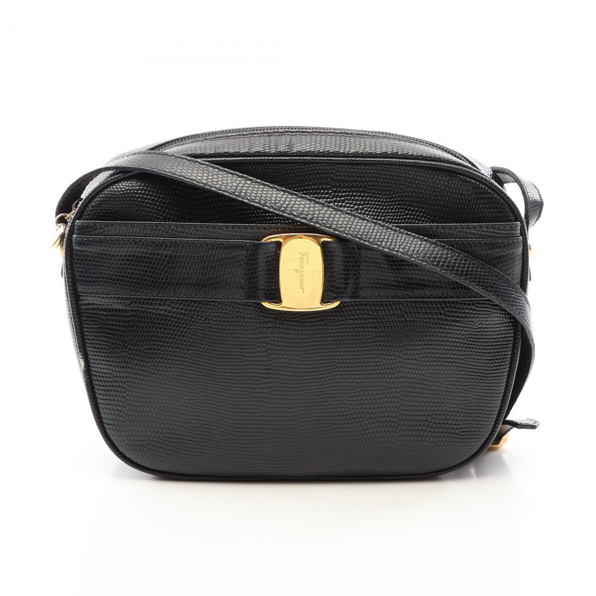 Salvatore Ferragamo Vara Lizard Bag Black