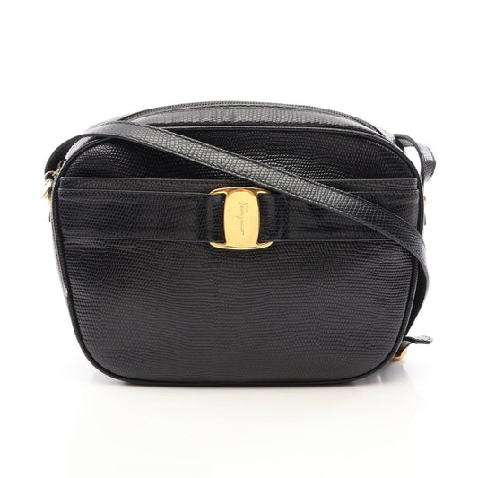 Salvatore Ferragamo Vara Lizard Bag Black