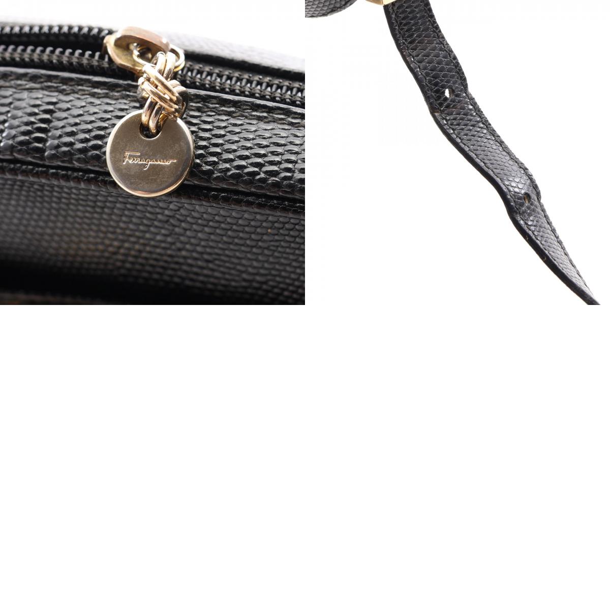 Salvatore Ferragamo Vara Lizard Bag Black
