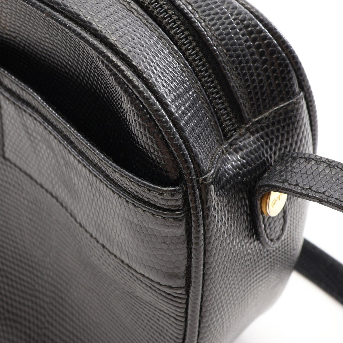 Salvatore Ferragamo Vara Lizard Bag Black