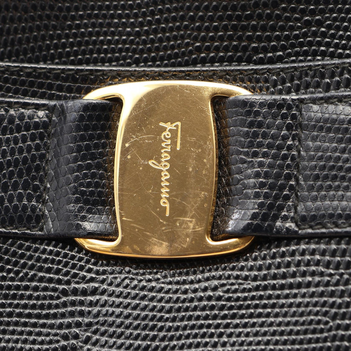 Salvatore Ferragamo Vara Lizard Bag Black