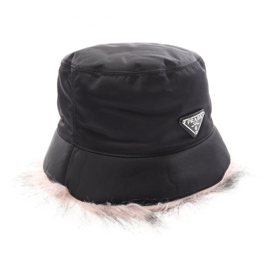 PRADA Re-Nylon Fur Trim Bucket Hat Size M