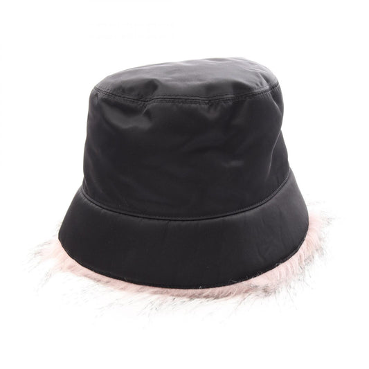 PRADA Re-Nylon Fur Trim Bucket Hat Size M