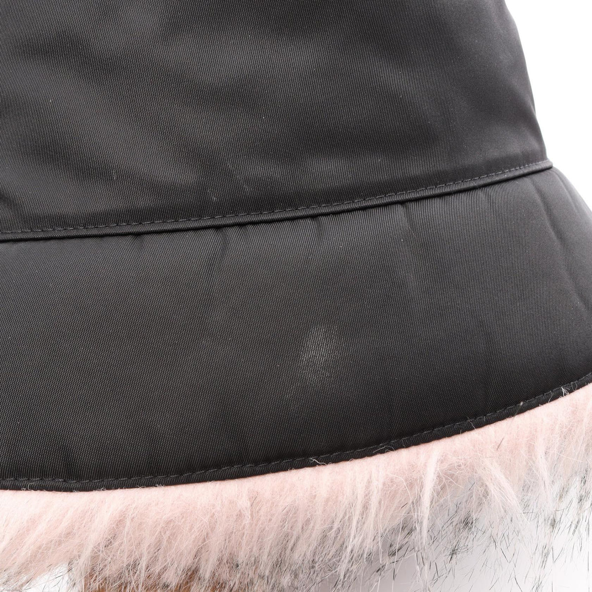 PRADA Re-Nylon Fur Trim Bucket Hat Size M
