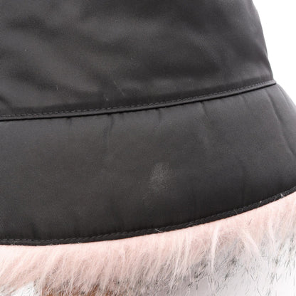 PRADA Re-Nylon Fur Trim Bucket Hat Size M
