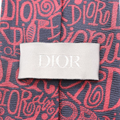Dior x Shawn Stussy All-Over Logo Silk Tie Navy