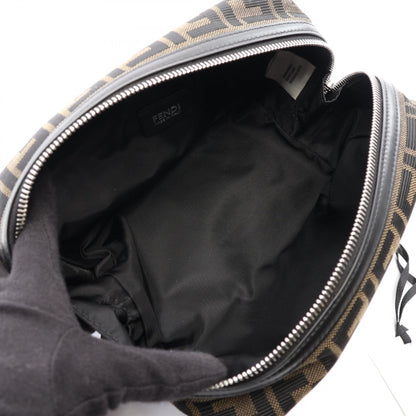 FENDI Zucca Canvas Leather Clutch Bag Brown
