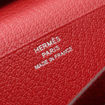HERMES Beant Soufflet Rouge Leather Wallet