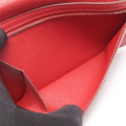 HERMES Beant Soufflet Rouge Leather Wallet